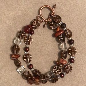 Swarovski Crystal NEW ARTISAN MADE Cranberry Pearl 8” Plus Bracelet